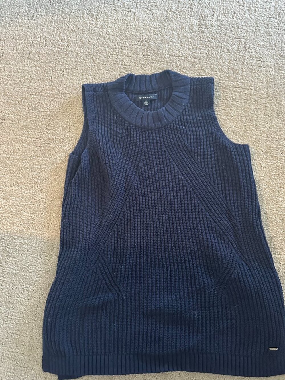 Tommy Hilfiger Navy Blue Ribbed Mock Neck Sweater Vest - XS